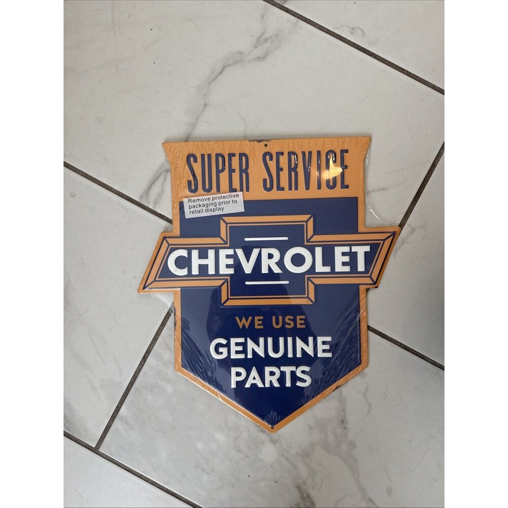 Chevrolet Service We Use Genuine GM Parts Metal Wall Sign Official Licensed